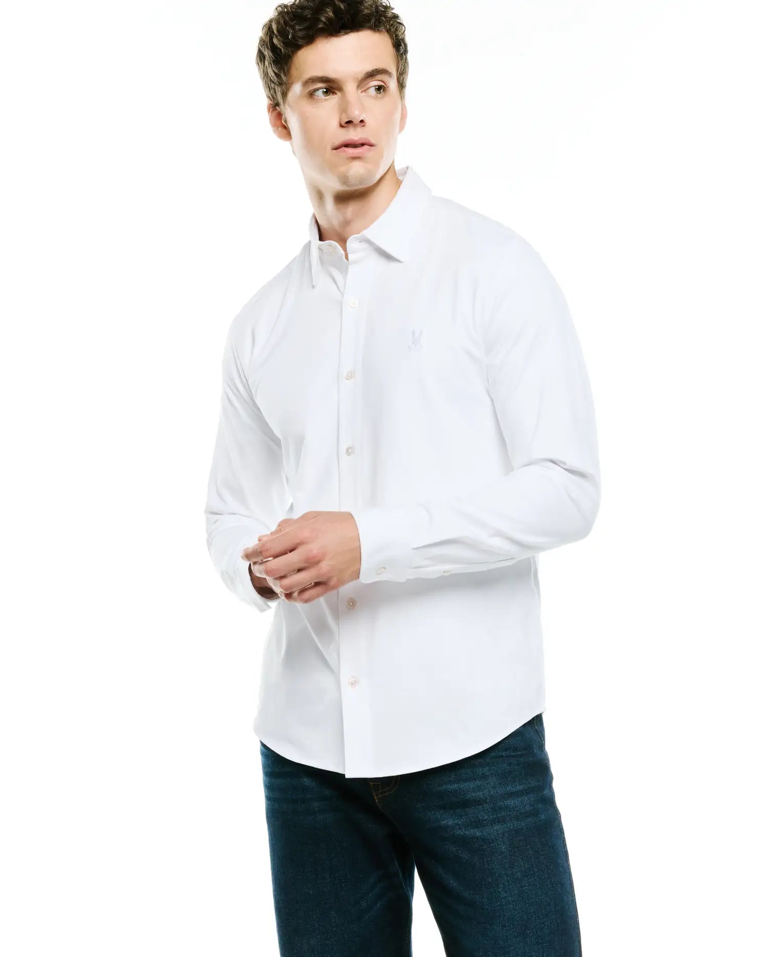 Psycho Bunny Men's Shirts Jim Jersey Knit Shirt camicia bianca XXS–XXXL elasticizzata
