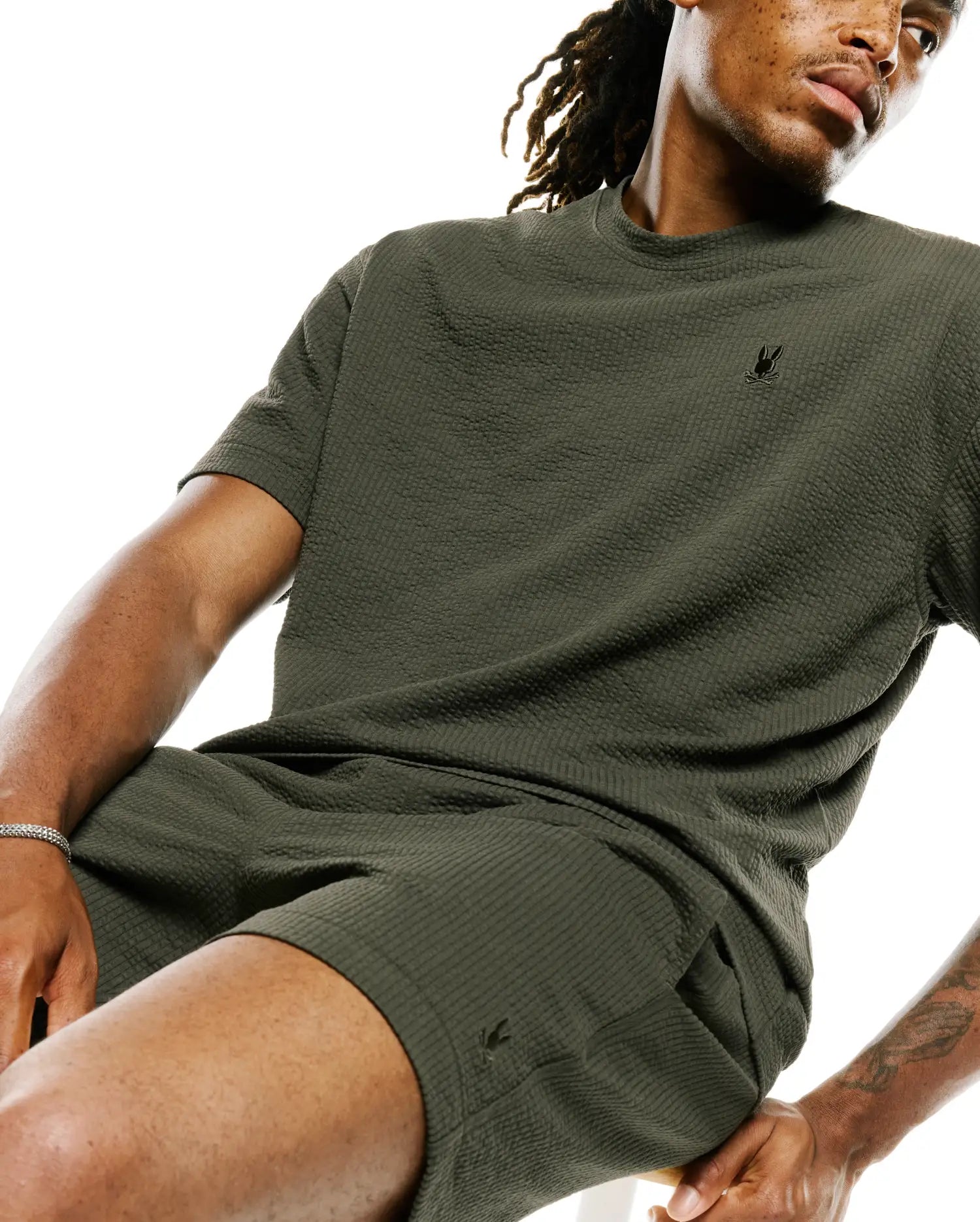 Psycho Bunny Men's Tees Men's Arlen Oversized Seersucker t-shirt verde XXS-XXXL