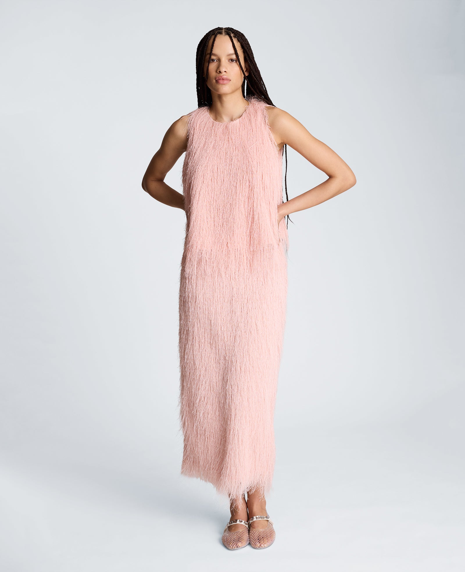 Kenneth Cole Reaction Clothing Feather Pull On Midi Skirt with Slit gonna pink vapor midi