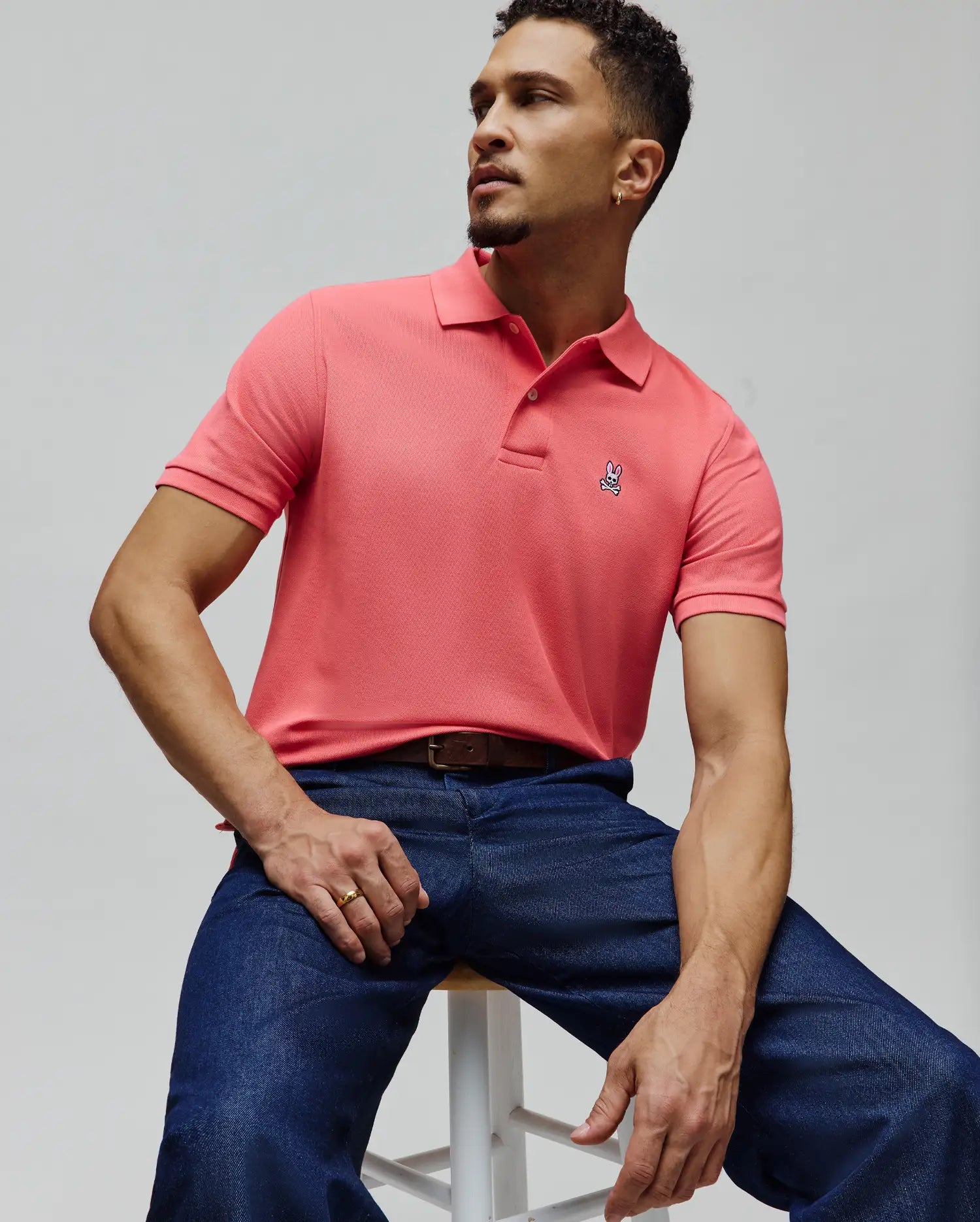 Psycho Bunny Men's Polos Classic Pique Polo B6K001F200 polo corallo in piqué
