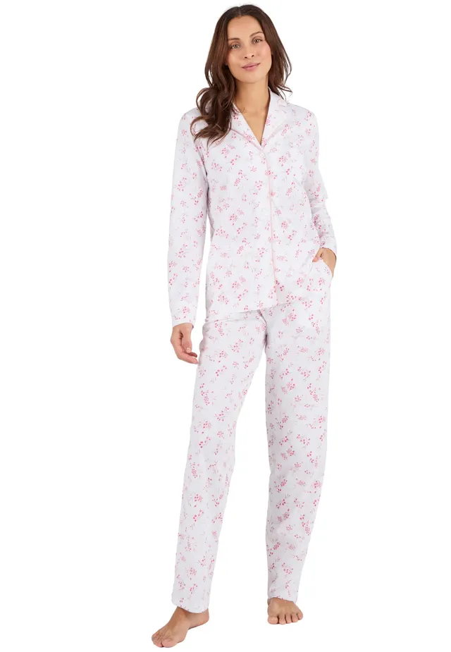 Damart Homewear Pigiama in maglia in puro cotone jersey rosa fiorito