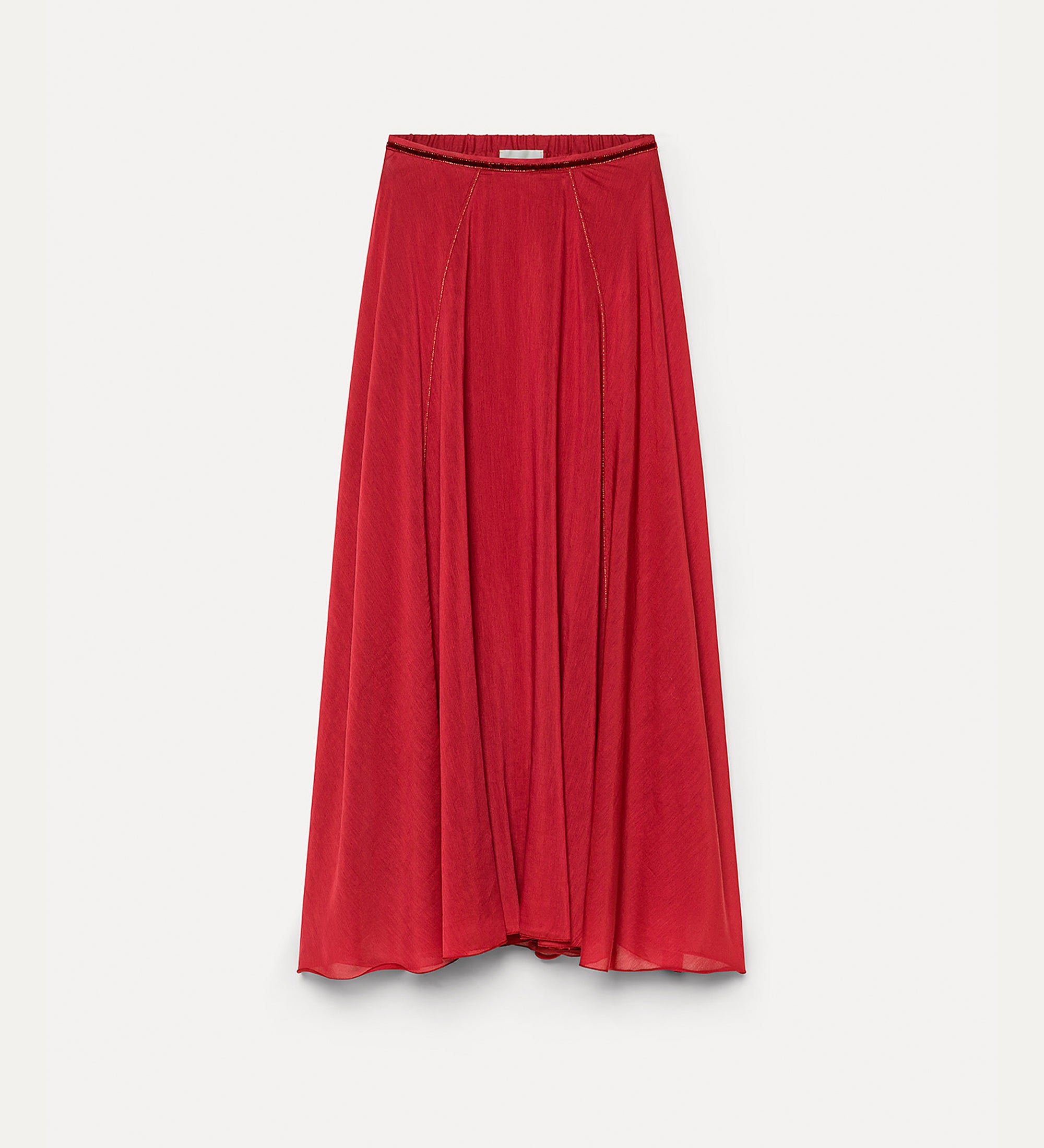 Forte gonne gonna svasata in voile di cotone e seta pomegranate