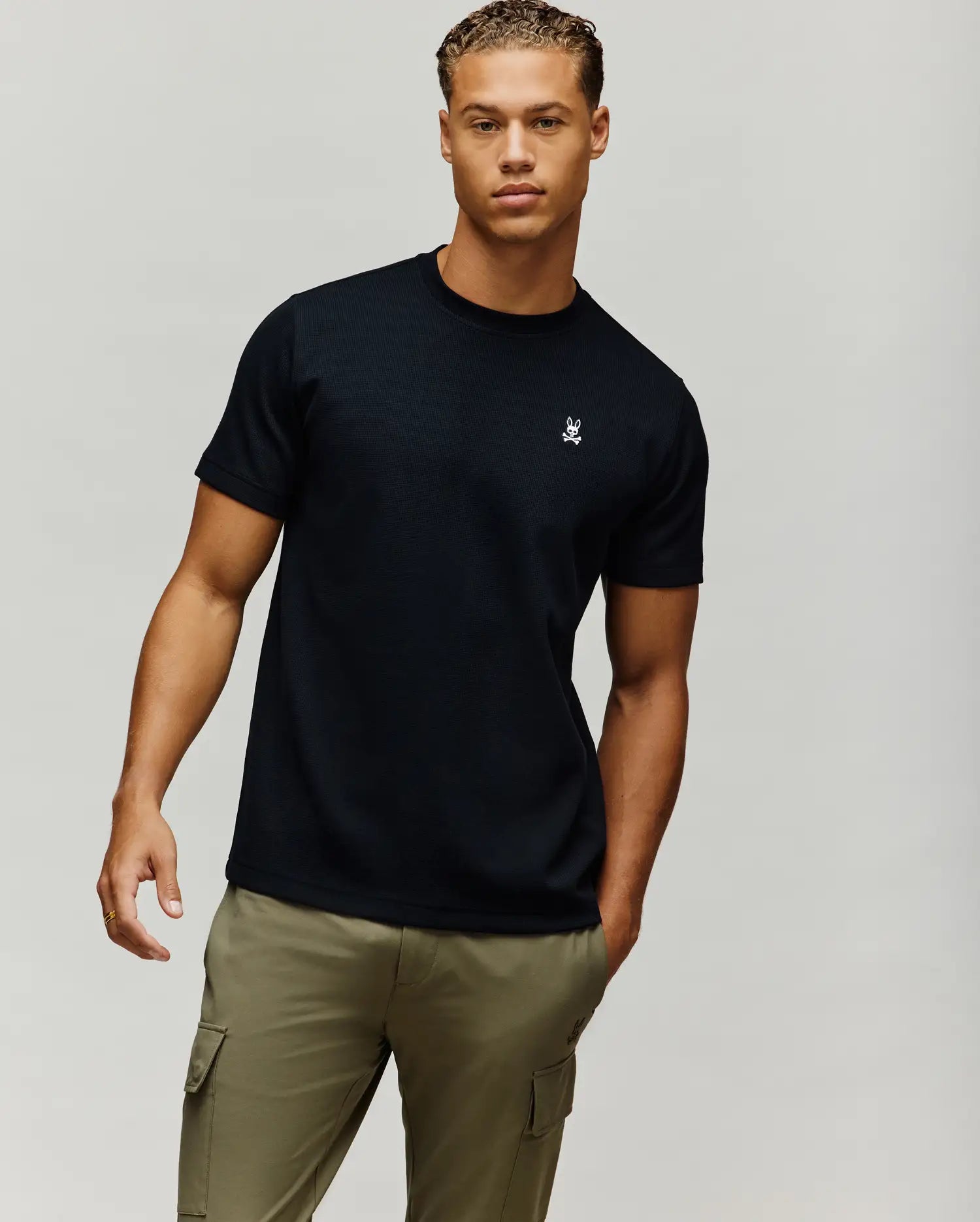 Psycho Bunny Men's Tees Maxton Waffle Tee MT0200325 T-shirt nera