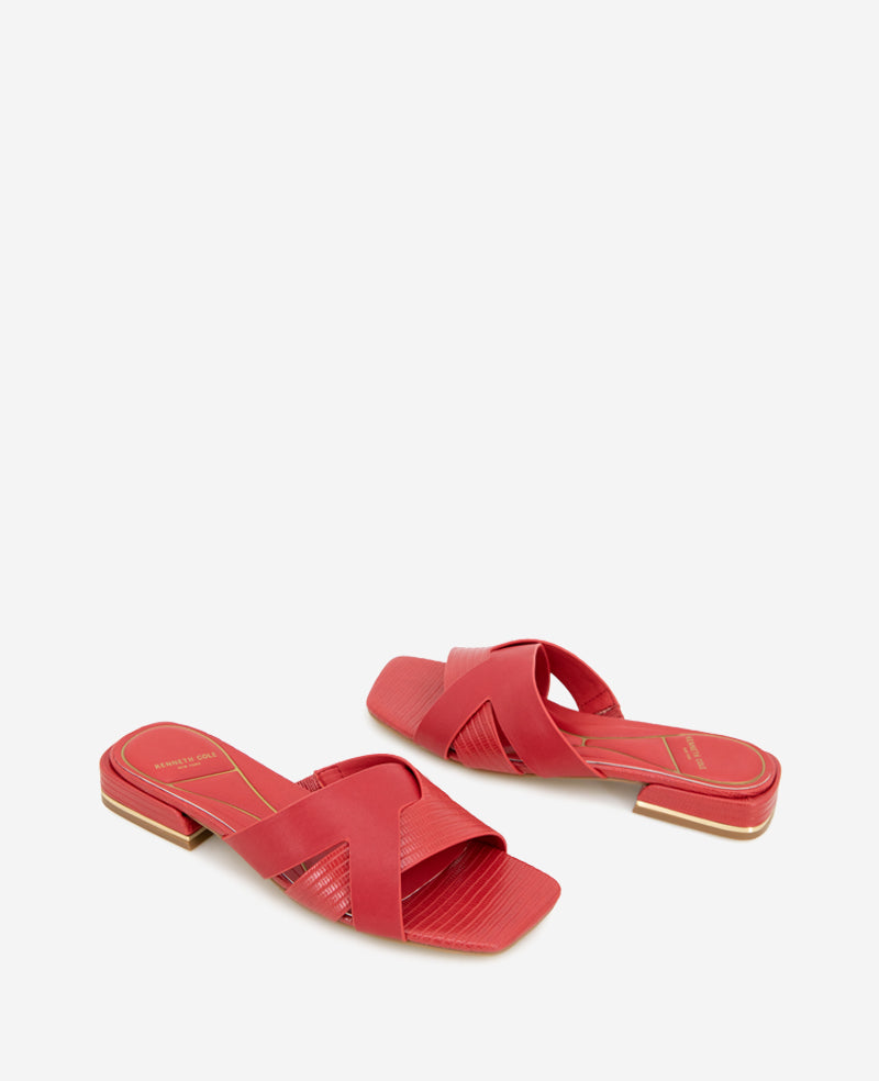 Kenneth Cole Reaction Shoes Issa Embossed Lizard Sandal sandalo rosso effetto lucertola