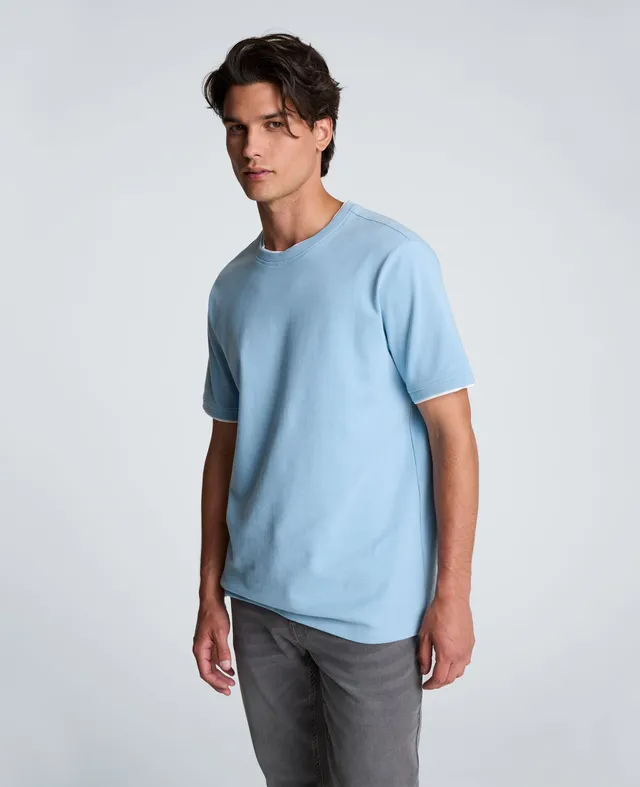 Kenneth Cole Reaction Double Collar Tee maglietta blu oversize in cotone stretch