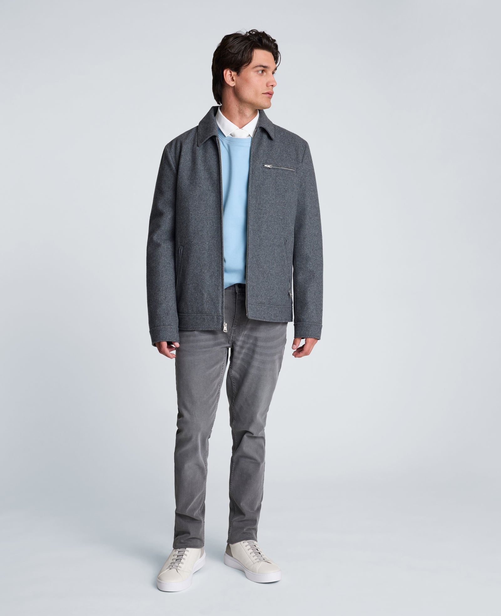 Kenneth Cole Reaction Double Collar Tee maglietta blu oversize in cotone stretch