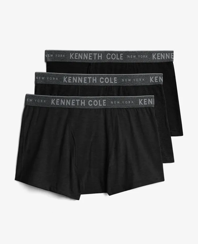 Kenneth Cole Reaction Clothing Cotton Stretch Trunks 3-Pack Boxer Uomo Neri Cotone