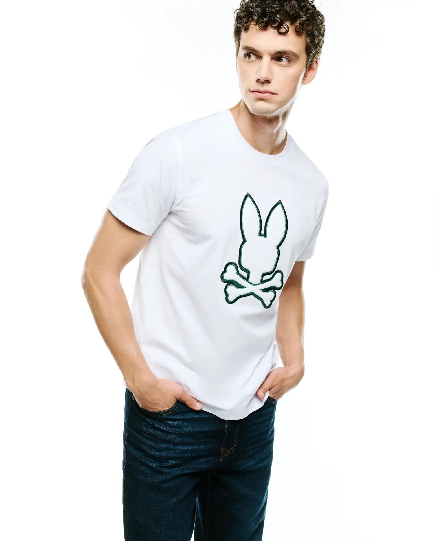 Psycho Bunny Men's Tees Bruno Graphic Tee maglietta bianca 100, cotone
