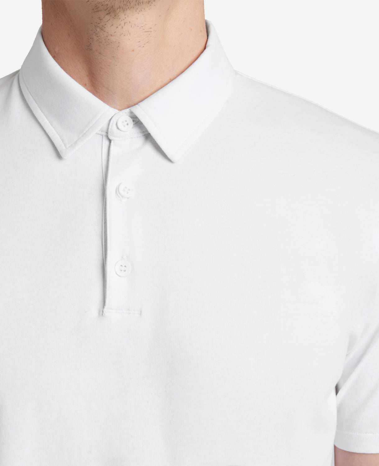 Kenneth Cole Reaction Clothing Performance Button Polo polo bianca in cotone elasticizzato