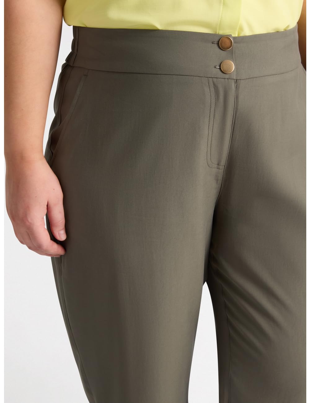 Fiorella Rubino Pantaloni Carrot Fit, taglie 46-48 Plus, tasche all’americana