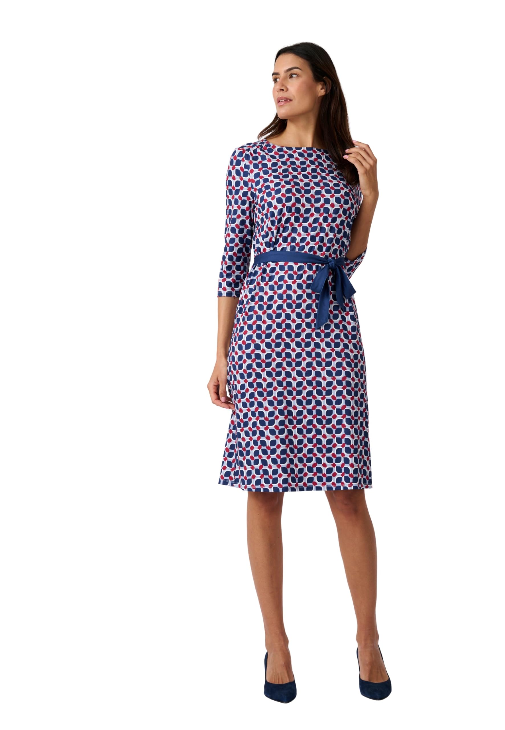 Damart Prêt-à-porter vestito donna stampa grafica 38-40 con cintura