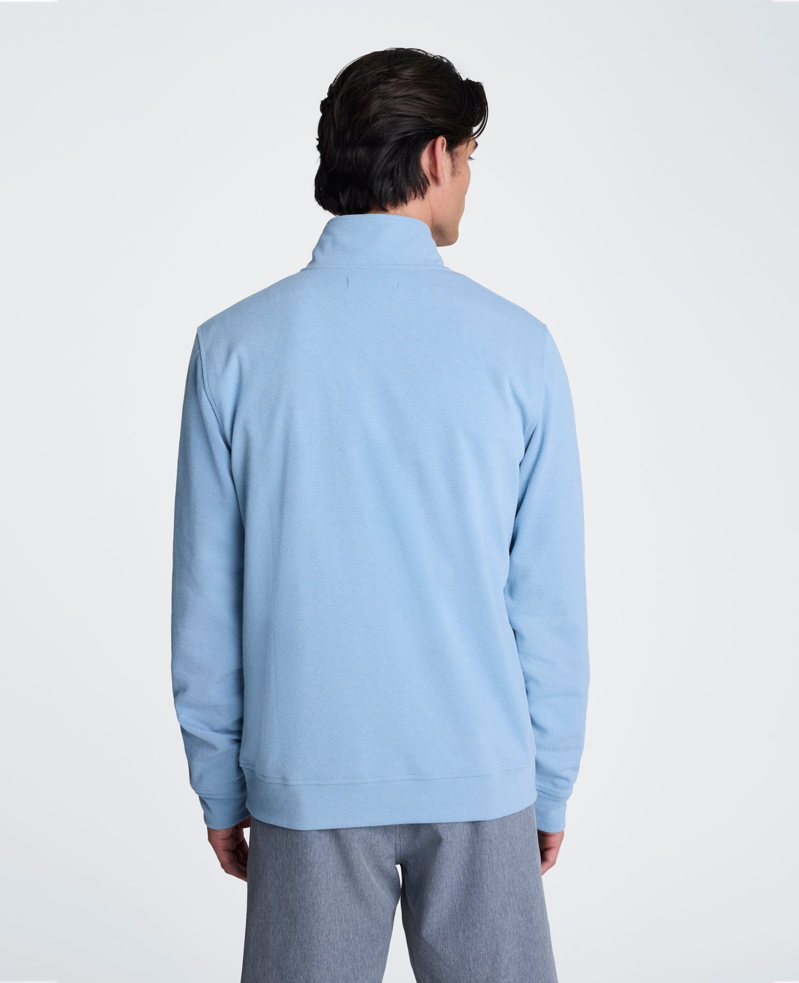Kenneth Cole Reaction Clothing Hidden Placket Quarter Zip Sweater maglione blu faded
