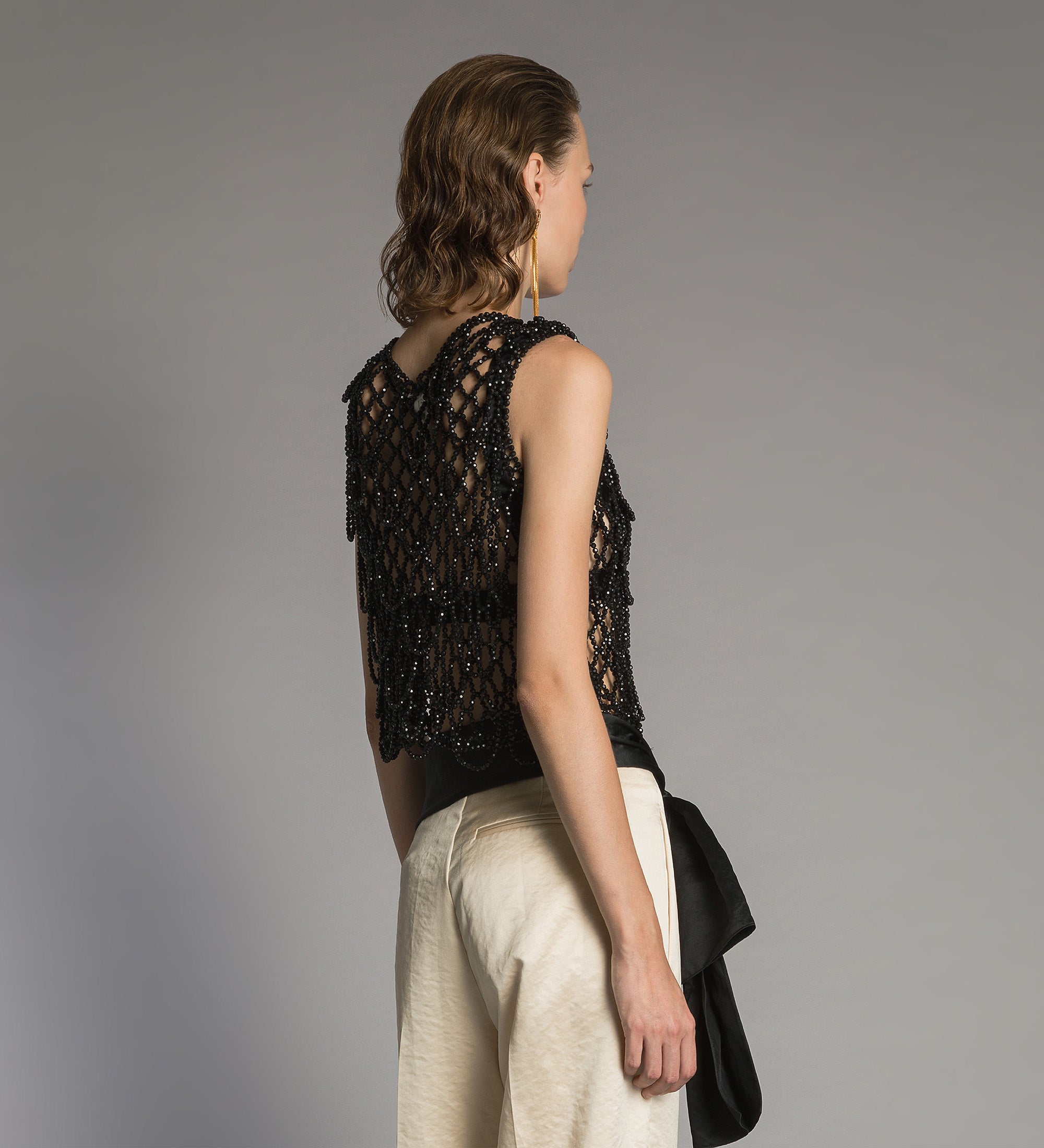 Forte giacche gilet Black Diamond con perle ricamate nero