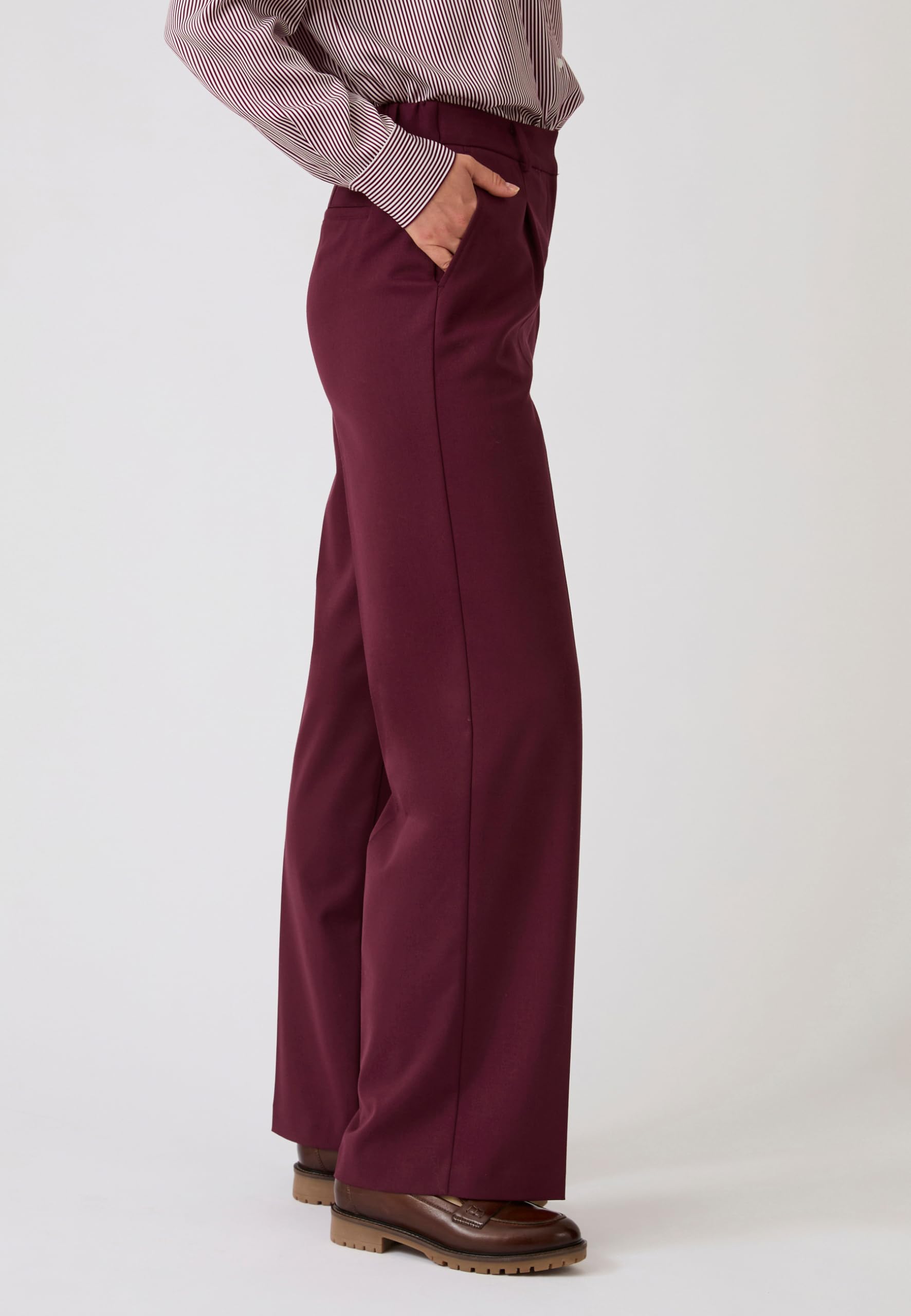 Damart Prêt-à-porter pantaloni larghi donna 40 bordeaux a righe