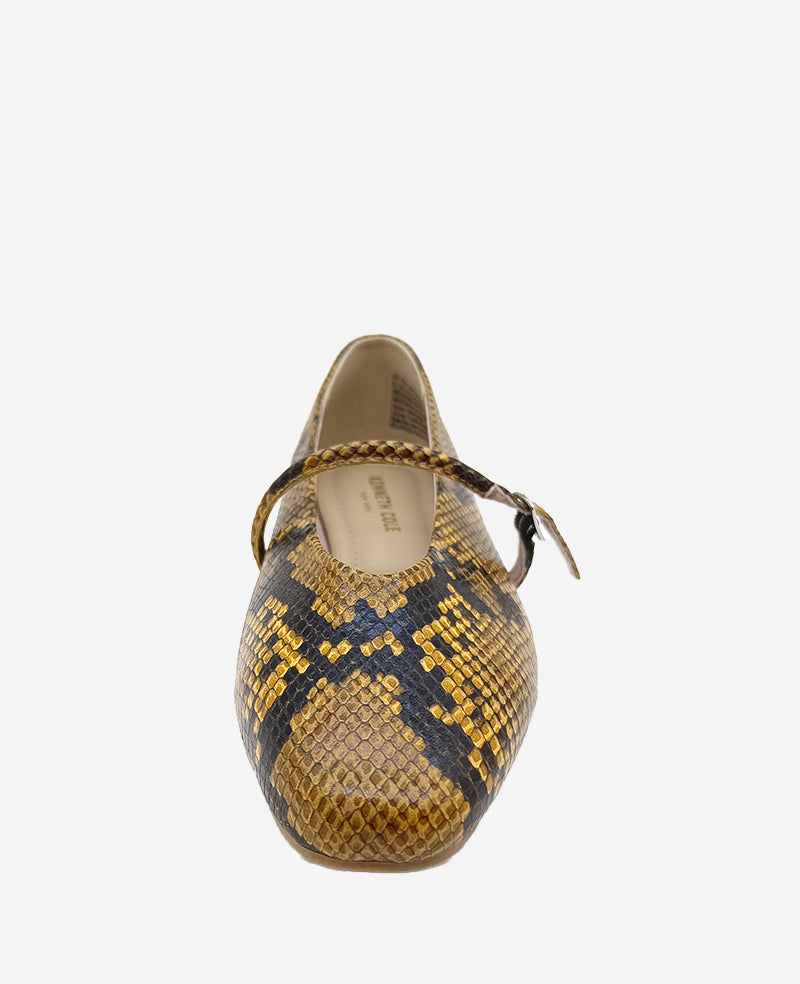 Kenneth Cole Reaction Shoes Magnolia Snakeskin Leather Ballet Flat ballerine Brown Snake, pelle