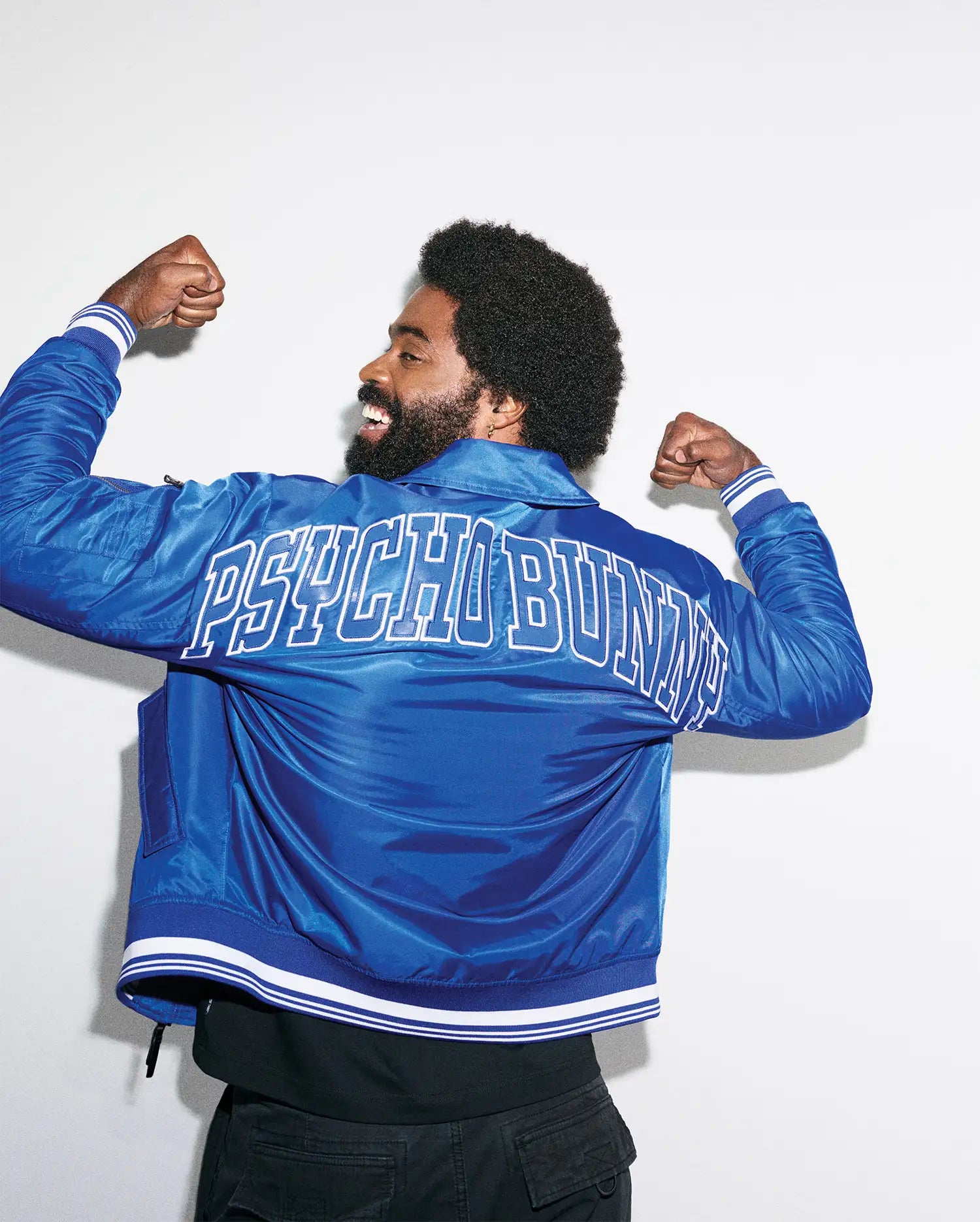 Psycho Bunny Jackets Men's Nathaniel Satin Coach Jacket MO1100068 giacca blu in raso