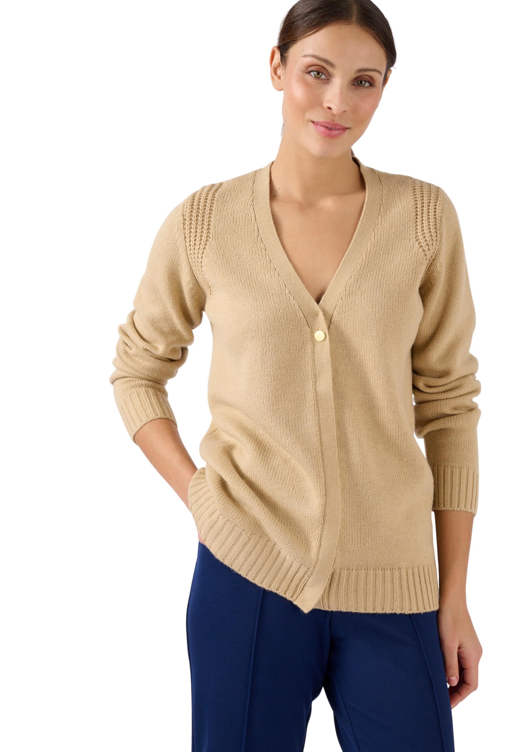 Damart Prêt-à-porter gilet donna 38-40 marrone beige in lana