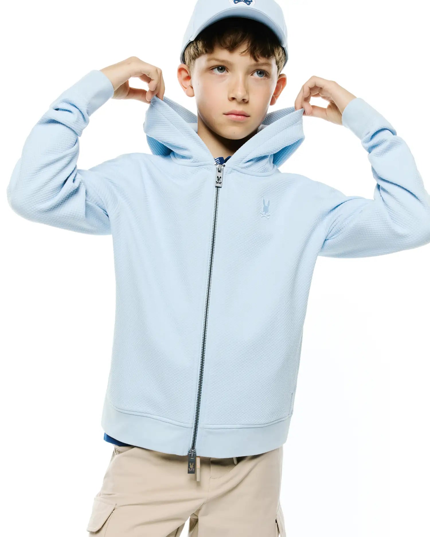 Psycho Bunny Kids Sweatshirts & Hoodies Marc Full-Zip Hoodie KT0500082 felpa blu con cappuccio