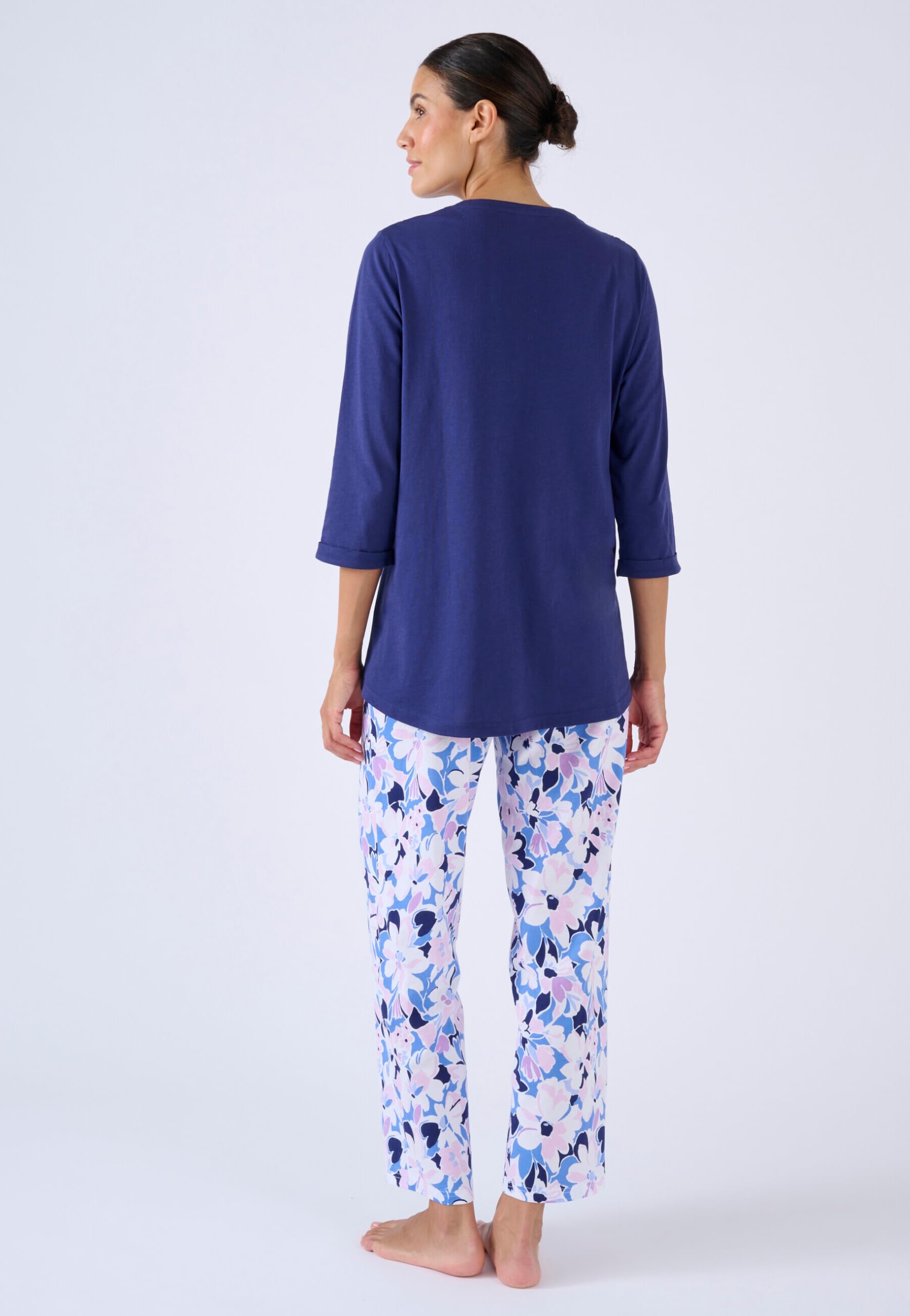 Damart Homewear Pantaloni Pigiama da donna pantaloni pigiama cotone marrone ecru tropicale M