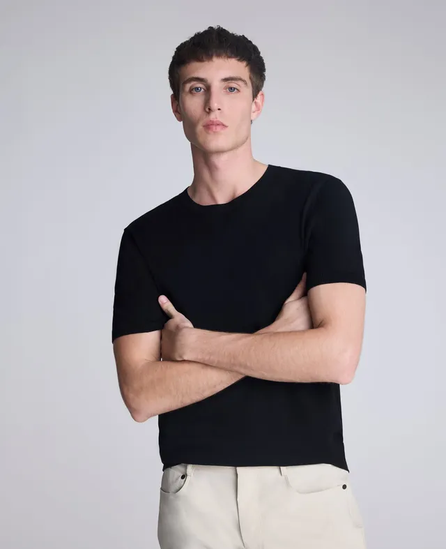 Kenneth Cole Reaction Clothing Sweater Tee maglia nera uomo viscosa