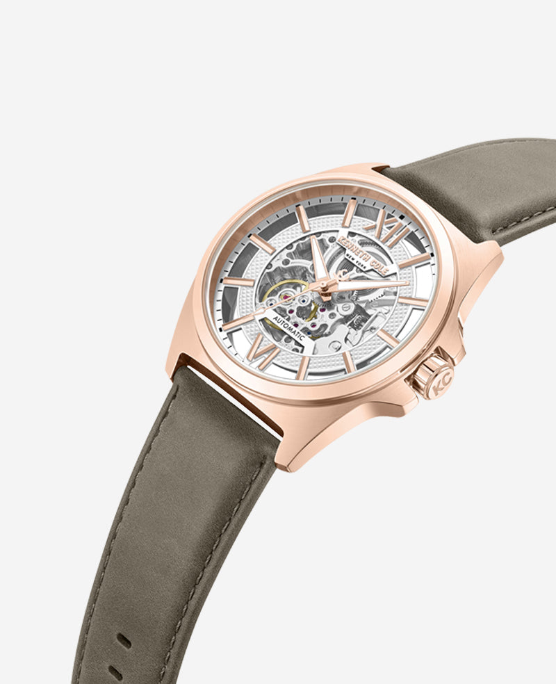 Kenneth Cole Reaction Watches Skeleton Automatic Strap Watch orologio automatico kaki