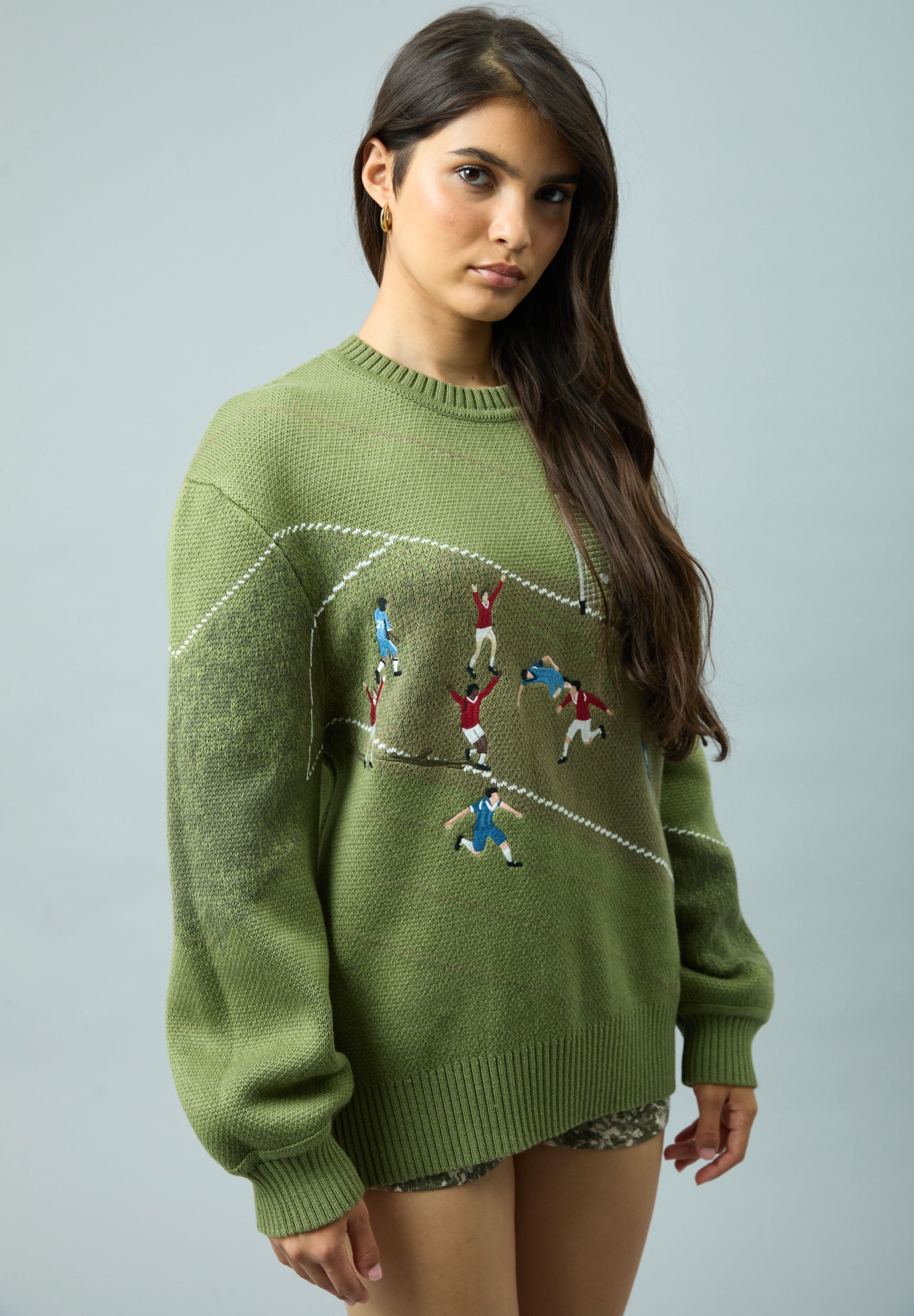 House Of Sunny Women's Knitwear Match of the Day 2.0 maglione jacquard verde