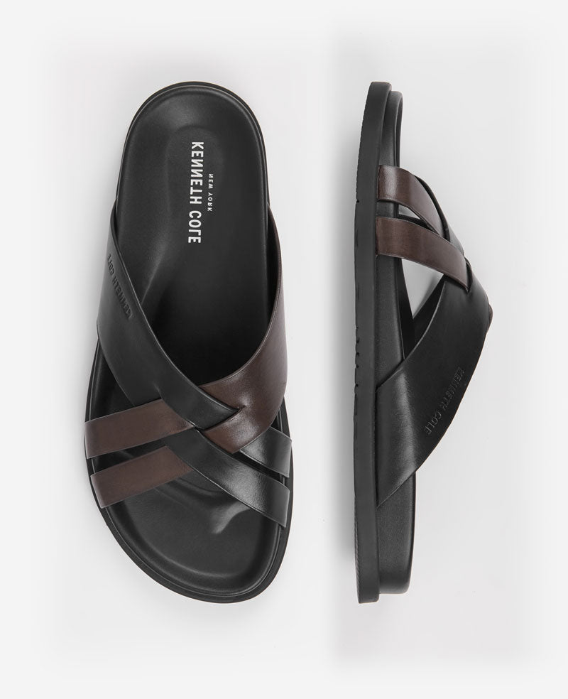 Kenneth Cole Reaction Shoes Wooper Leather Sandal sandalo nero pelle