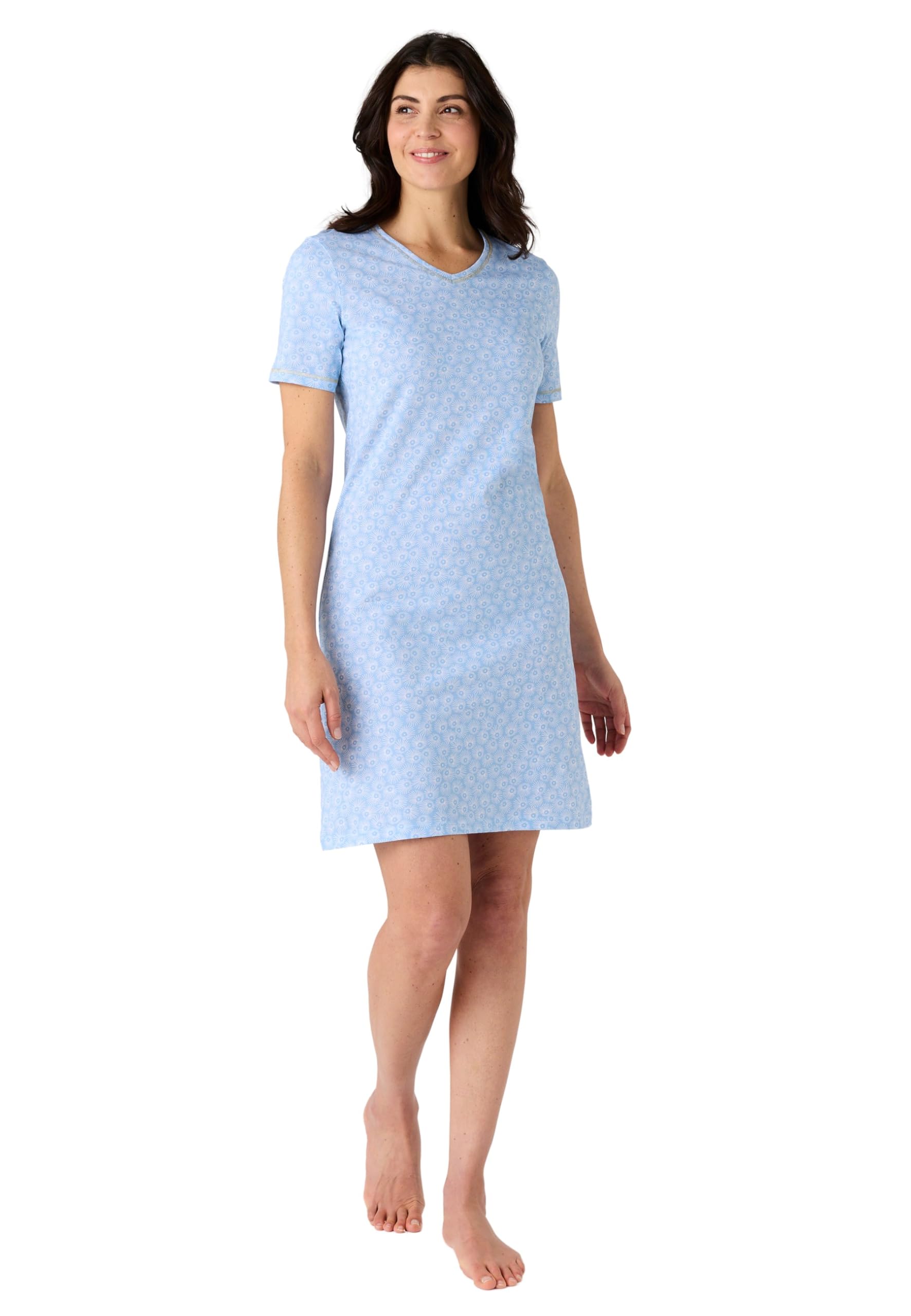 Damart Homewear Camicia da Notte XS blu in cotone jersey