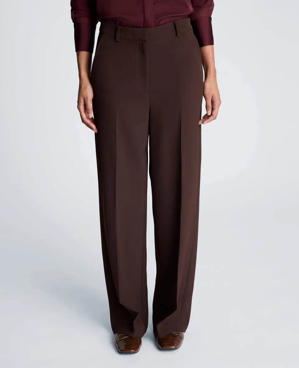 Kenneth Cole Reaction Clothing Fly Front High Rise Wide Leg Pants with Slash Pocket pantaloni Medium Bark vita alta