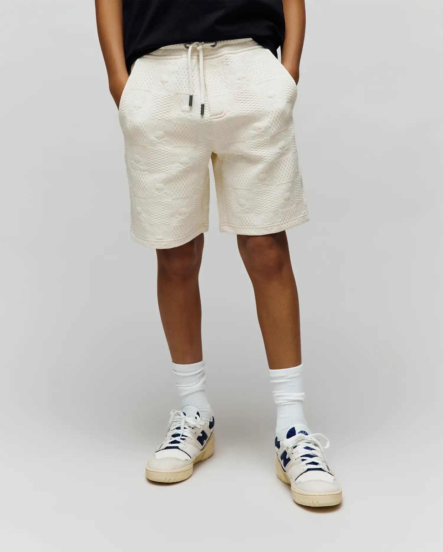 Psycho Bunny Kids Bottoms Dustin Sweatshort KB0900022 pantaloncini beige jacquard