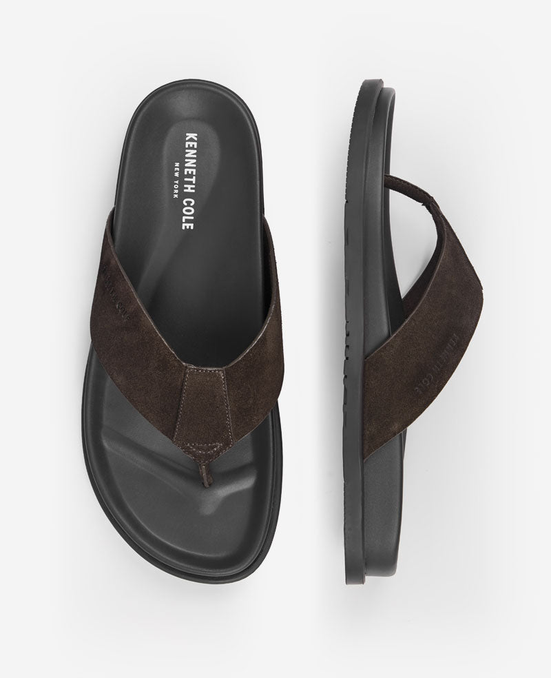 Kenneth Cole Reaction Worly Leather Sandal sandali infradito camoscio moka
