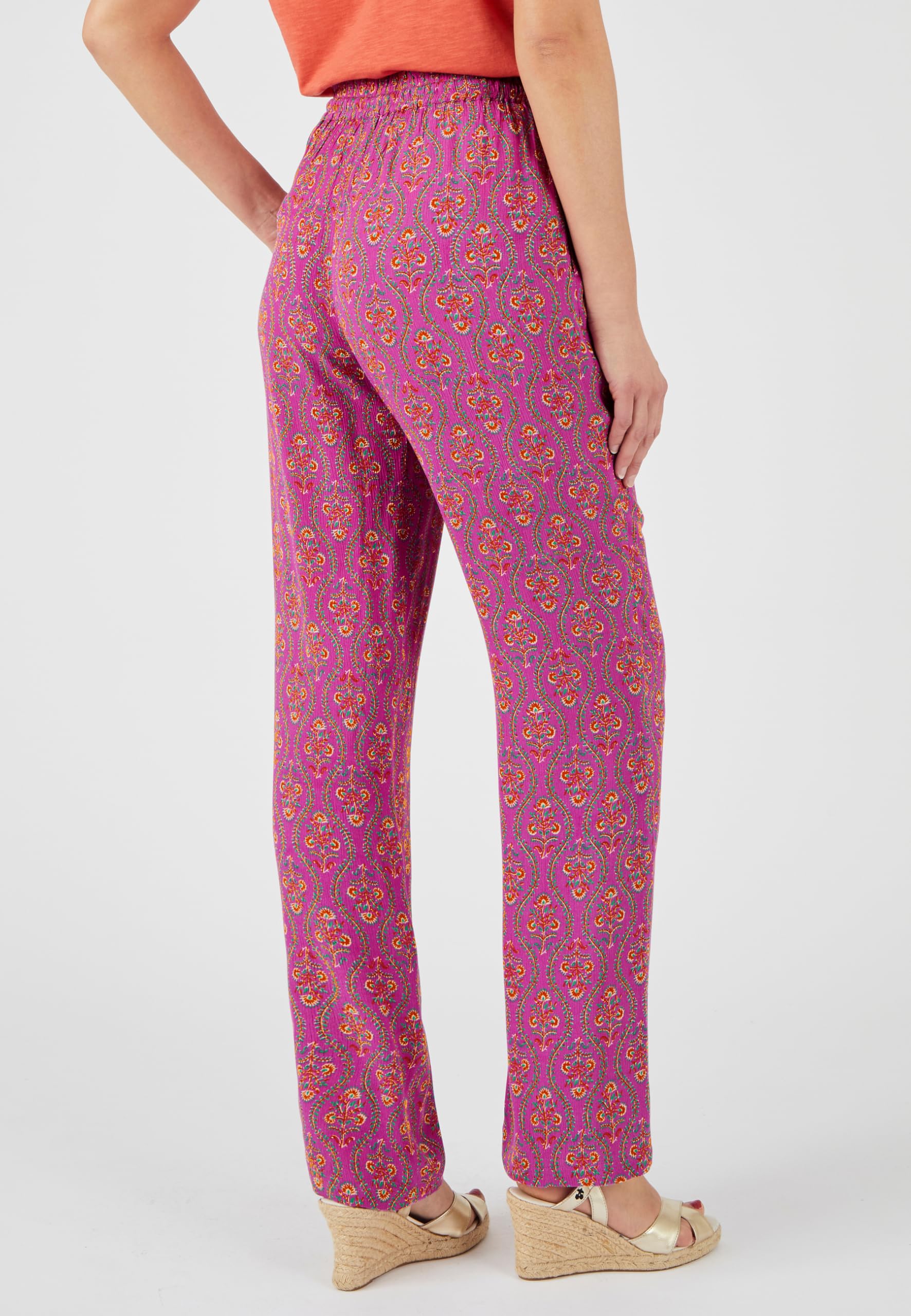 Damart Prêt-à-porter Pantaloni Crinkle floreali viola 46 viscosa