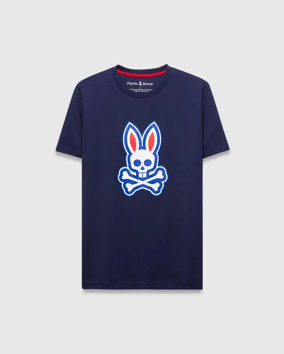 Psycho Bunny Men's Tees MENS JOHN GRAPHIC TEE MT0200421 t-shirt blu in cotone Pima