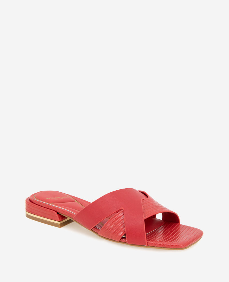 Kenneth Cole Reaction Shoes Issa Embossed Lizard Sandal sandalo rosso effetto lucertola
