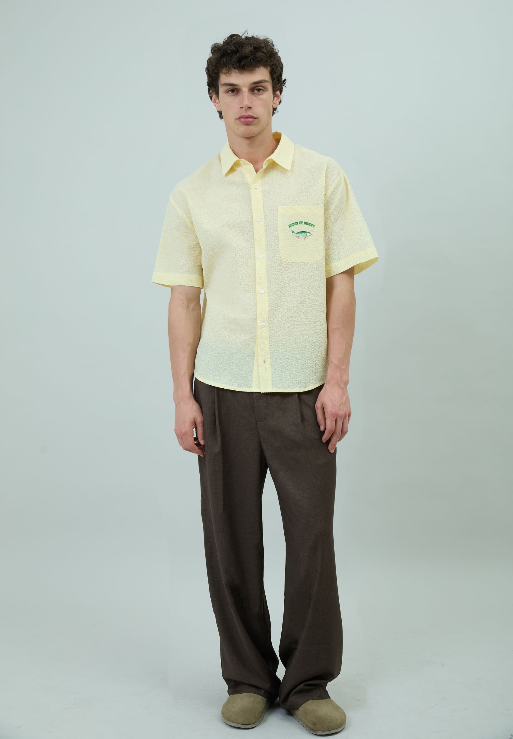 House Of Sunny Women's Shirts Gone Fishing Shirt camicia oversize gialla taglie S-XL