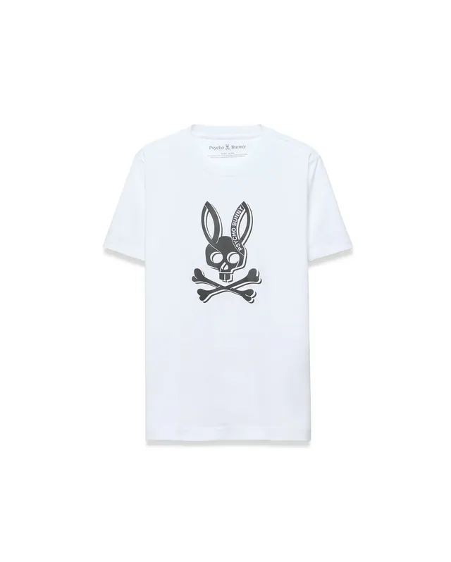 Psycho Bunny Kids Tees Serge Graphic Tee maglietta bianca in cotone Pima