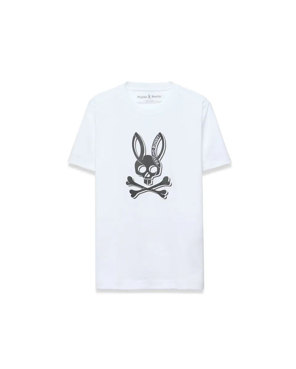 Psycho Bunny Kids Tees Serge Graphic Tee maglietta bianca in cotone Pima