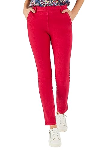 Damart Prêt-à-porter Pantaloni Bi-Stretch Effetto Pancia Piatto pantaloni rosso ciliegia taglia 40