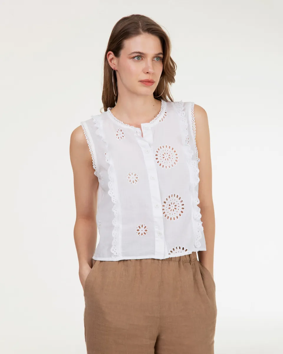 Markup Donna Camicie & Bluse Camicia smanicata pizzo sangallo camicia