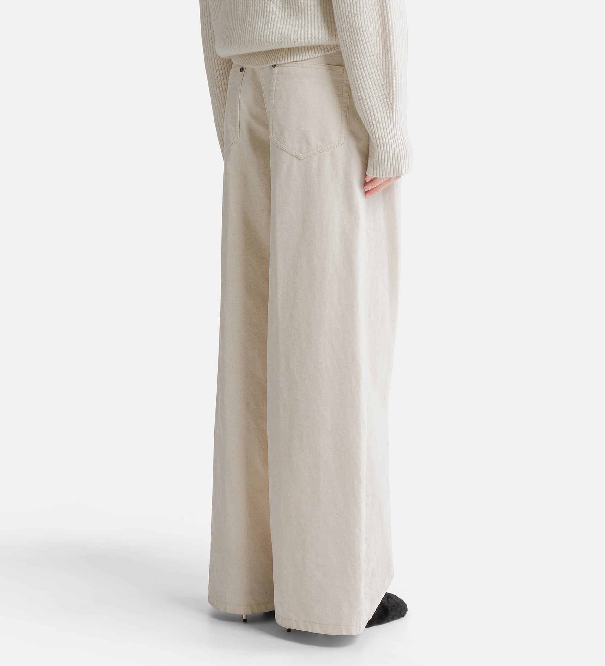 Forte pantaloni 15337 jeans wide leg bianchi effetto velluto
