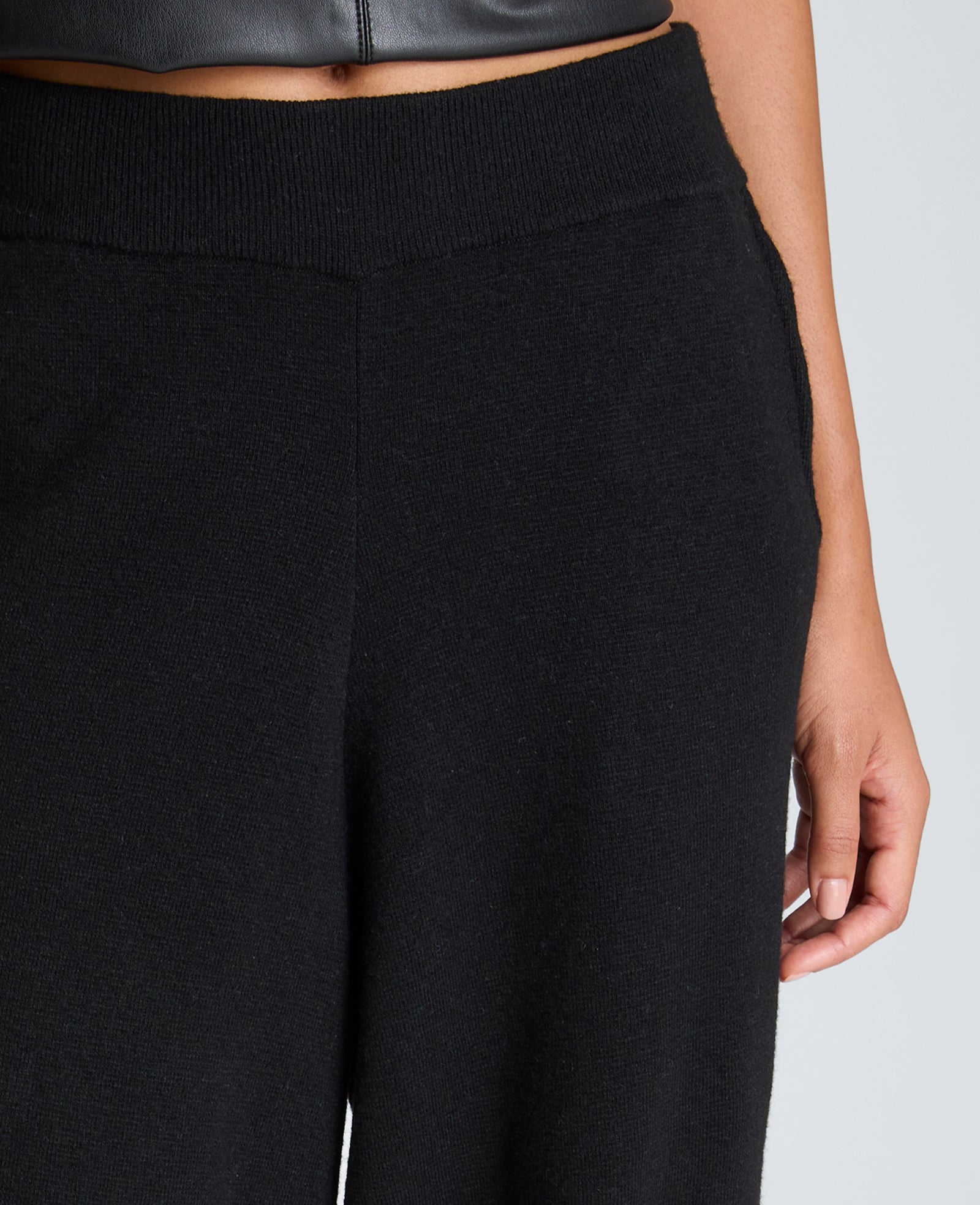 Kenneth Cole Reaction Clothing Barrel Leg Sweater Pull On Pant pantaloni neri lana cashmere