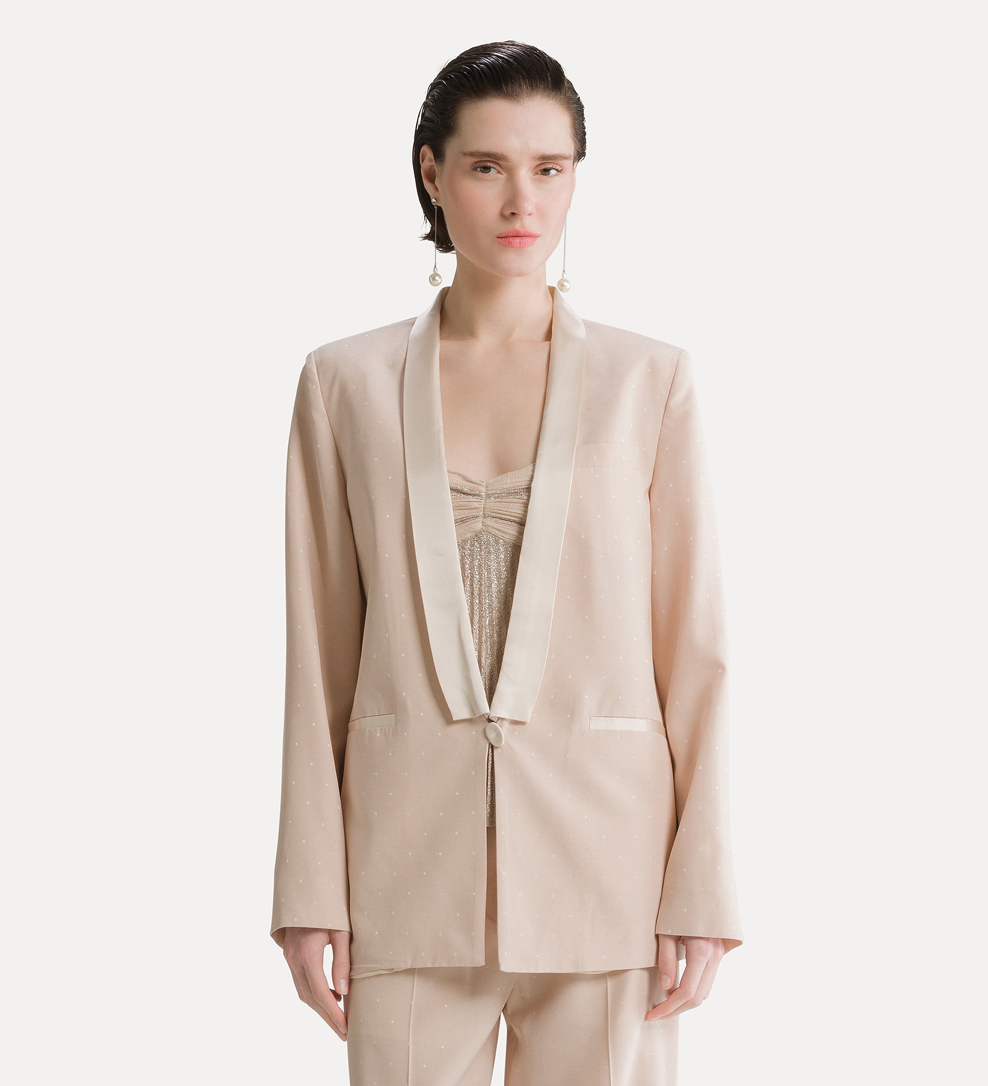 Forte giacche giacca da sera jacquard pois loto