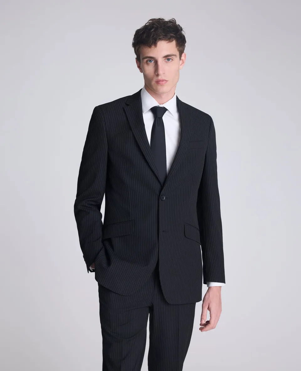 Kenneth Cole Reaction Clothing Ready Flex Slim Fit Pinstripe Nested Suit abito nero gessato slim fit