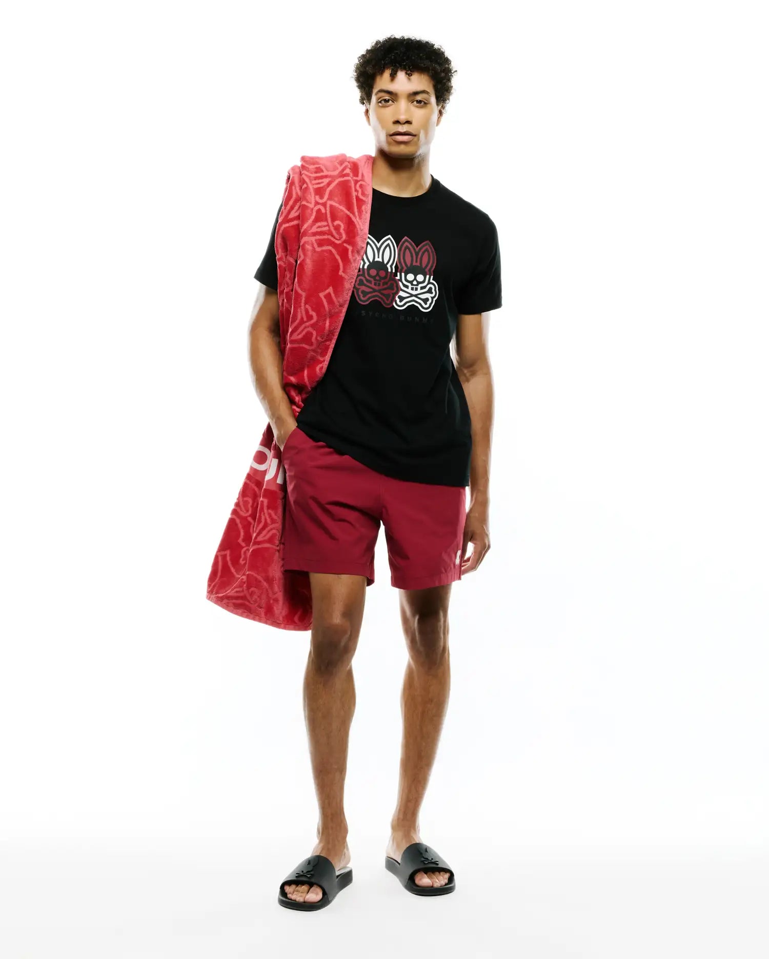Psycho Bunny Men's Swimwear Samos costume da bagno rosso 6" idroreattivo