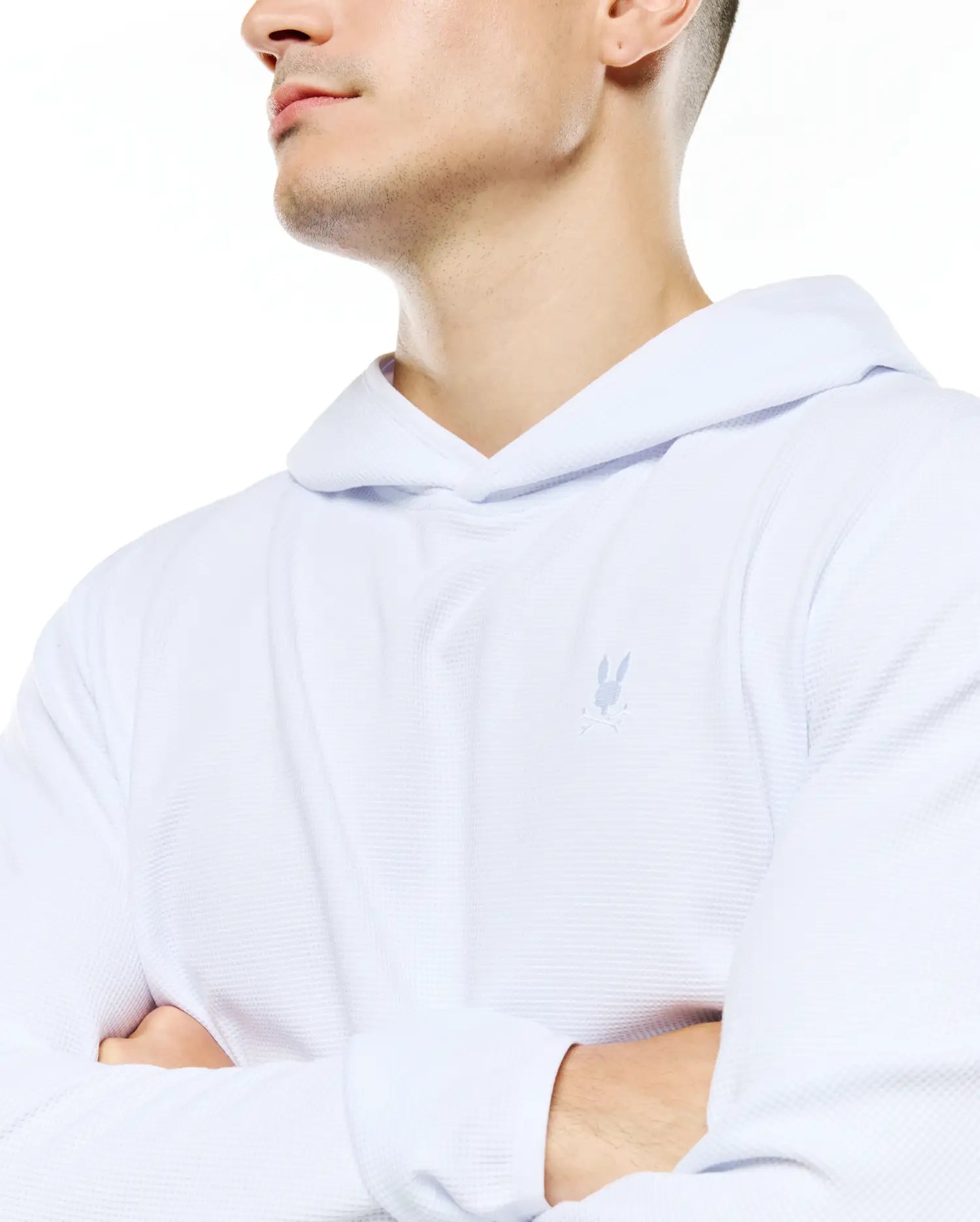 Psycho Bunny Men's Sweatshirts & Hoodies Tomas Waffle Hoodie felpa bianca
