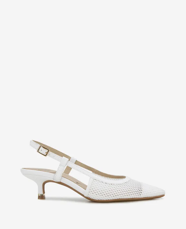 Kenneth Cole Reaction Shoes Martha Mesh Cap Toe Kitten Heel Slingback décolleté bianca 5 rete