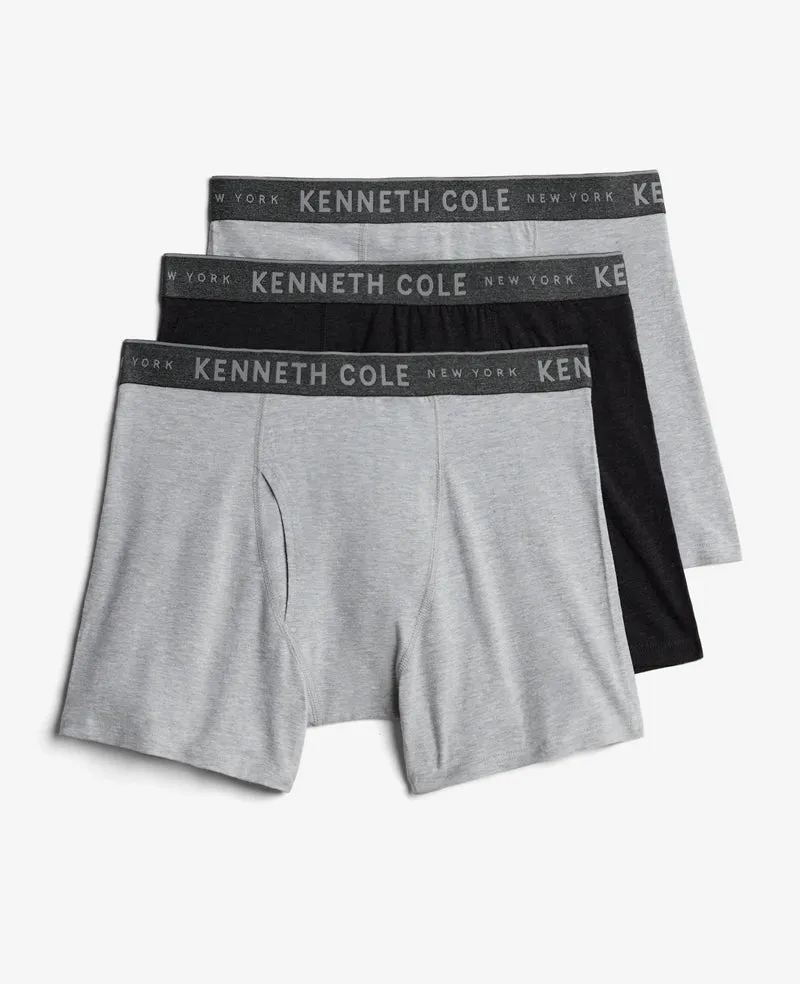 Kenneth Cole Reaction Clothing Stretch Boxer Briefs boxer uomo 3 pezzi nero e grigio