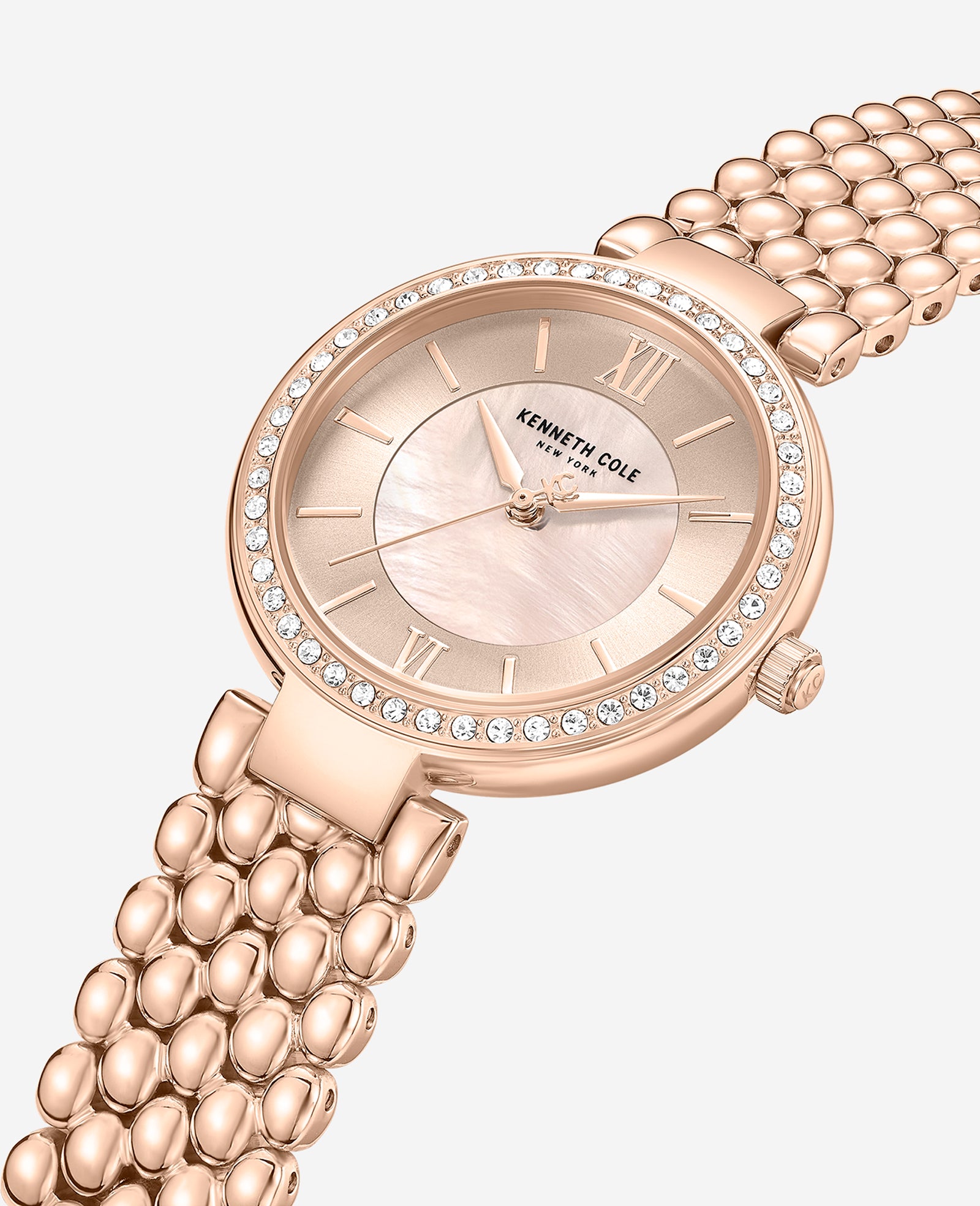 Kenneth Cole Reaction Watches Classic Crystal Lined Outer Dial Rose Gold Bracelet Watch orologio Rose Gold