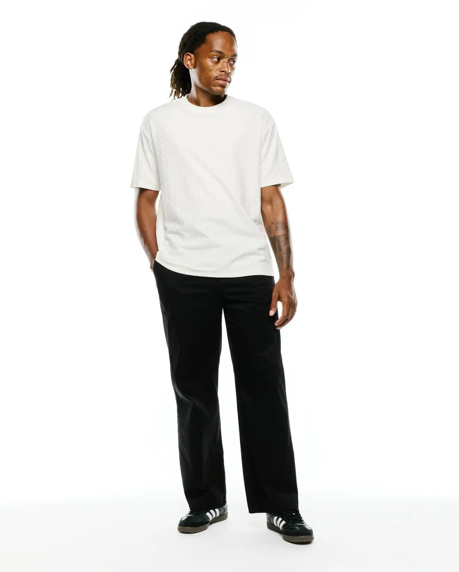 Psycho Bunny Men's Tees Garry Jacquard Oversized-Fit Tee maglietta ecru