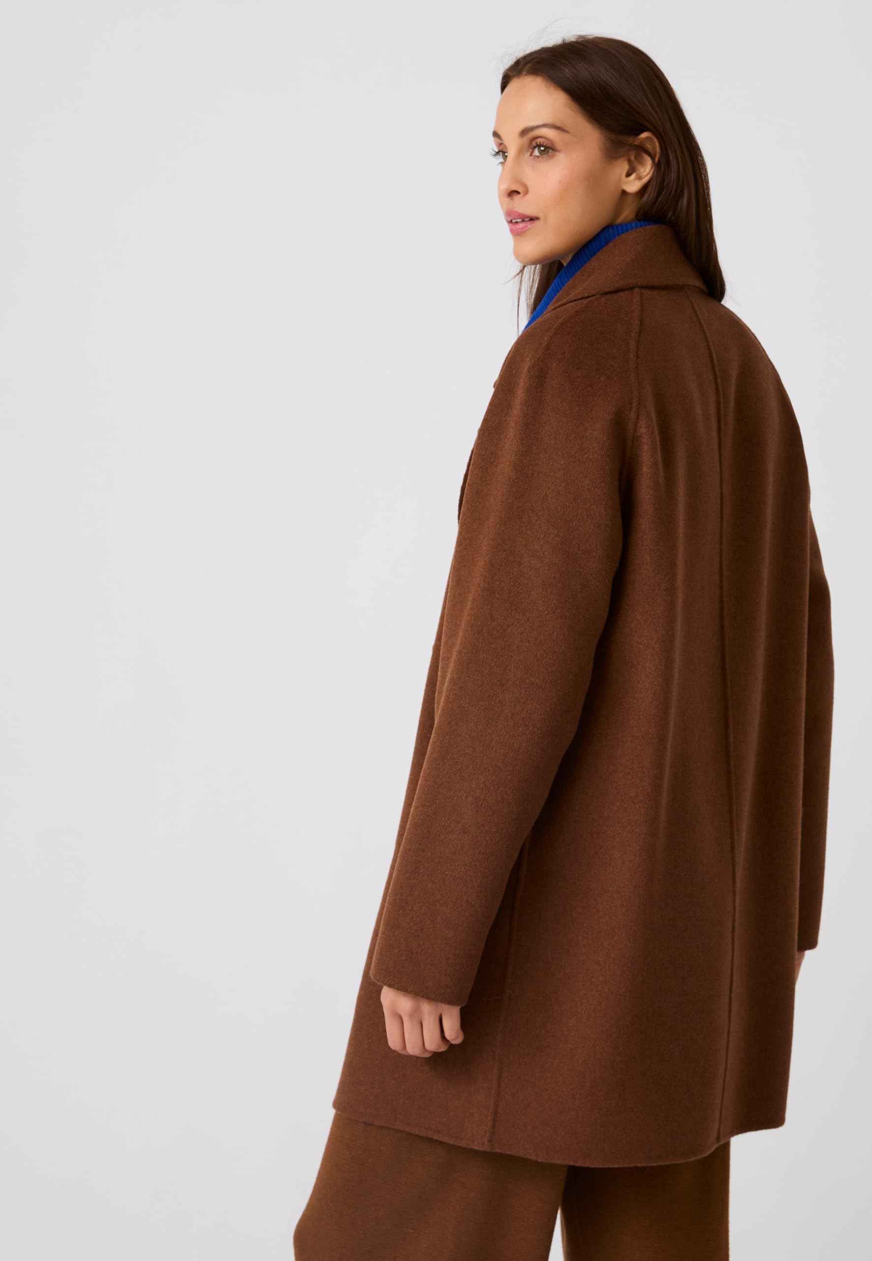Damart Prêt-à-porter Cappotto donna marrone cioccolato in lana e cashmere